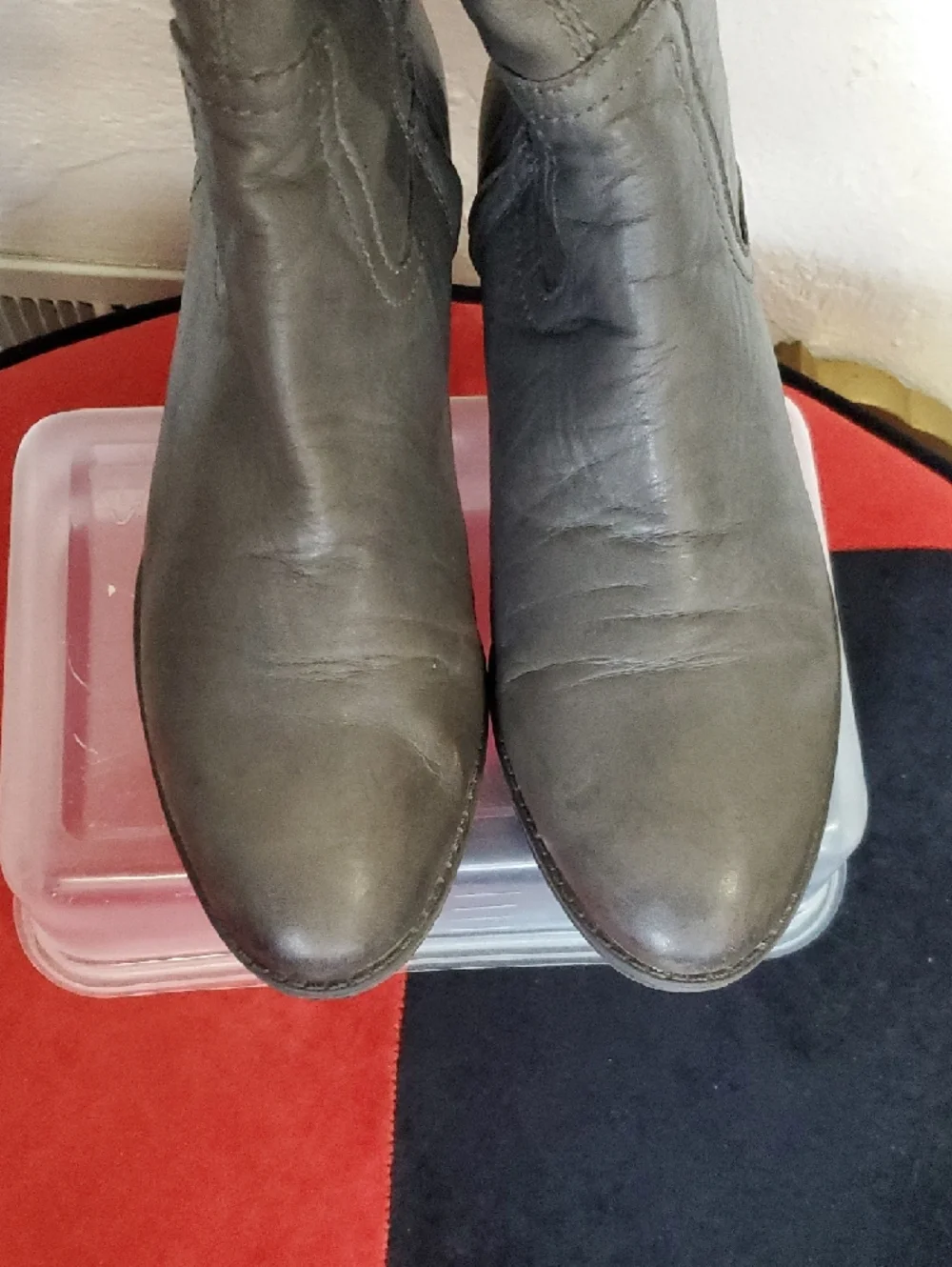 Sam Edelman Pierce 2 Button-Trim Tall Leather Riding Boots in Grey Size 8